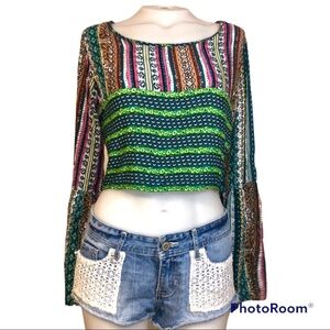 Reverse Crop top long sleeve open back